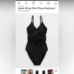 Aerie Black Wrap One Piece Swimsuit